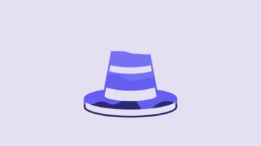 Blue Traffic cone icon isolated on purple background. 4K Video motion graphic animation.