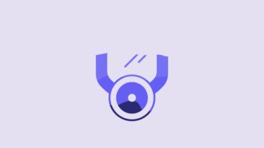 Blue Gas mask icon isolated on purple background. Respirator sign. 4K Video motion graphic animation.