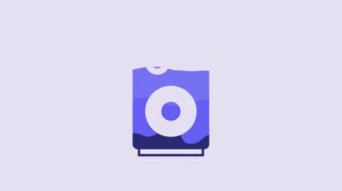 Blue Stereo speaker icon isolated on purple background. Sound system speakers. Music icon. Musical column speaker bass equipment. 4K Video motion graphic animation.