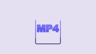 Blue MP4 file document. Download mp4 button icon isolated on purple background. MP4 file symbol. 4K Video motion graphic animation.
