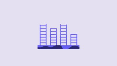 Blue Music equalizer icon isolated on purple background. Sound wave. Audio digital equalizer technology, console panel, pulse musical. 4K Video motion graphic animation.