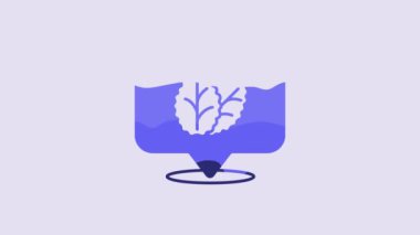 Blue Tobacco leaf icon isolated on purple background. Tobacco leaves. 4K Video motion graphic animation.