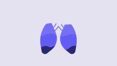 Blue Lungs icon isolated on purple background. 4K Video motion graphic animation.