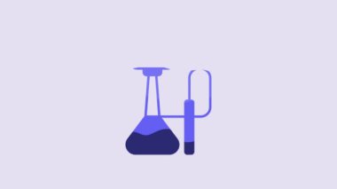 Blue Hookah icon isolated on purple background. 4K Video motion graphic animation.