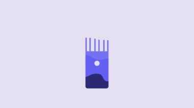 Blue Vape mod device icon isolated on purple background. Vape smoking tool. Vaporizer Device. 4K Video motion graphic animation.