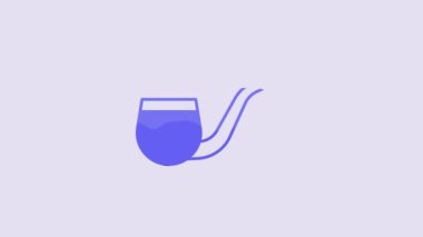 Blue No pipe smoking icon isolated on purple background. Dont smoke. Tobacco pipe. 4K Video motion graphic animation.