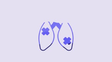 Blue Disease lungs icon isolated on purple background. 4K Video motion graphic animation.