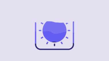 Blue Sun icon isolated on purple background. 4K Video motion graphic animation.