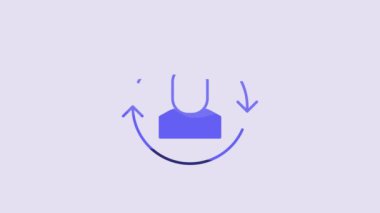 Blue Exchange work icon isolated on purple background. Information exchange between people. Employee or people Replacement or swap position concept. 4K Video motion graphic animation.