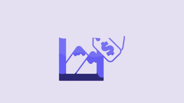 Блакитна Ікона Аукціоні Ізольована Фіолетовому Фоні Аукціонні Торги Продаж Покупці — стокове відео