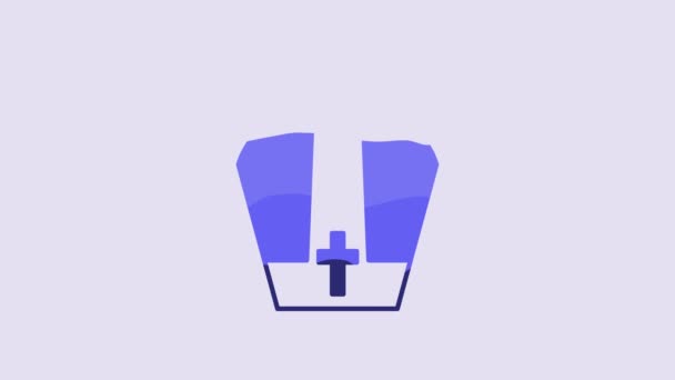 Blue Pope Hat Icon Isolated Purple Background Christian Hat Sign — 비디오