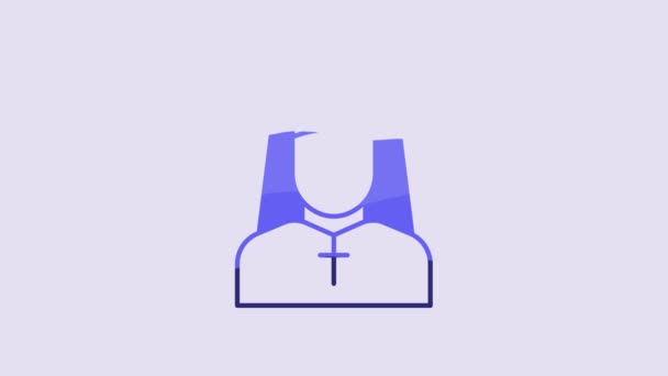 Blue Nun Icon Isolated Purple Background Sister Mercy Video Motion — Stockvideo