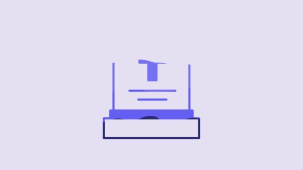 Blue Grave Tombstone Icon Isolated Purple Background Video Motion Graphic — Vídeo de stock
