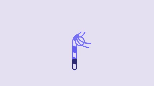 Значок Синий Крук Выделен Фиолетовом Фоне Символ Древнего Египта Скипетры — стоковое видео