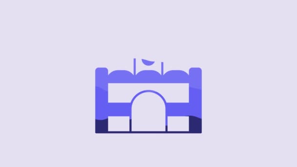 Blaues Ägyptisches Haussymbol Isoliert Auf Violettem Hintergrund Video Motion Grafik — Stockvideo