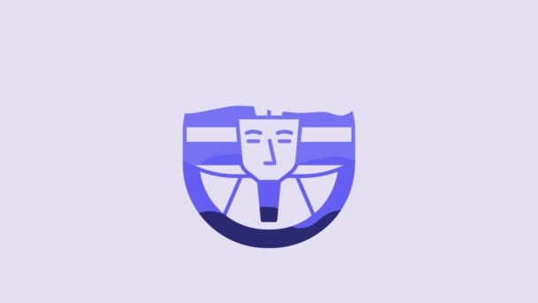 Blue Egyptian Pharaoh Icon Isolated Purple Background Video Motion Graphic — ストック動画