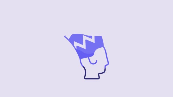 Blue Nefertiti Icon Isolated Purple Background Video Motion Graphic Animation — Vídeos de Stock