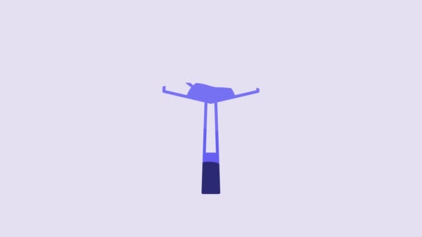 Blue Egyptian Fan Icon Isolated Purple Background Video Motion Graphic — Stock video