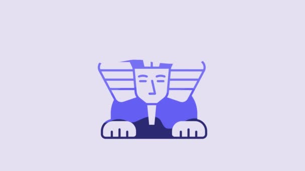 Blue Sphinx Mythical Creature Ancient Egypt Icon Isolated Purple Background — Stock Video