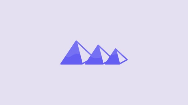 Синий Египет Пирамиды Значок Изолирован Фиолетовом Фоне Символ Древнего Египта — стоковое видео