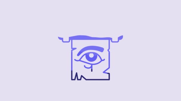 Ojo Azul Horus Icono Desplazamiento Papiro Aislado Sobre Fondo Púrpura — Vídeos de Stock