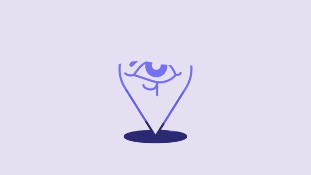 Blue Eye Horus Icon Isolated Purple Background Ancient Egyptian Goddess — Stockvideo