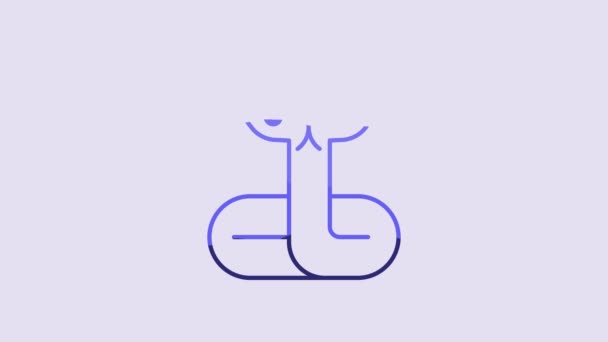 Blue Snake Icon Isolated Purple Background Video Motion Graphic Animation — ストック動画