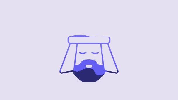 Blue Egyptian Man Icon Isolated Purple Background Video Motion Graphic — Vídeo de Stock