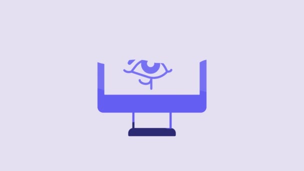 Blue Eye Horus Monitor Icon Isolated Purple Background Ancient Egyptian — Stockvideo