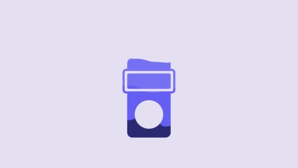 Blue Walkie Talkie Icon Isolated Purple Background Portable Radio Transmitter — Vídeo de stock