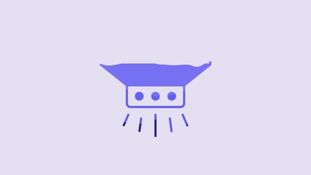 Blue Fire Sprinkler System Icon Isolated Purple Background Sprinkler Fire — ストック動画