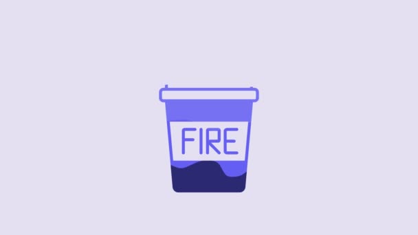 蓝色火桶图标隔离在紫色背景 金属桶是空的或装有消防用水的 4K视频运动图形动画 — 图库视频影像