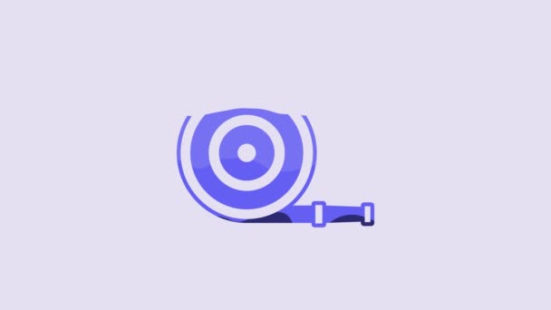 Icono Carrete Manguera Fuego Azul Aislado Sobre Fondo Morado Animación — Vídeo de stock