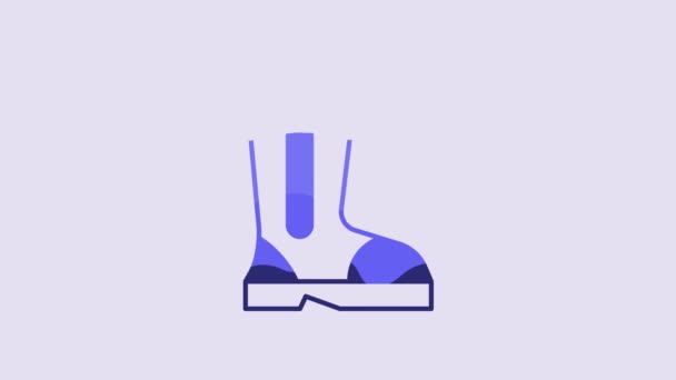 Blue Fire Boots Icon Isolated Purple Background Video Motion Graphic — Vídeos de Stock