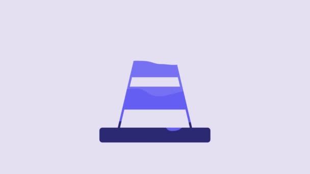 Blue Traffic Cone Icon Isolated Purple Background Video Motion Graphic — Vídeo de Stock