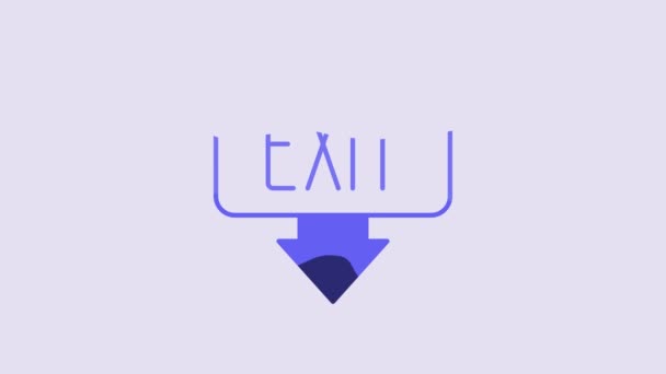 Icono Salida Fuego Azul Aislado Sobre Fondo Púrpura Icono Emergencia — Vídeo de stock