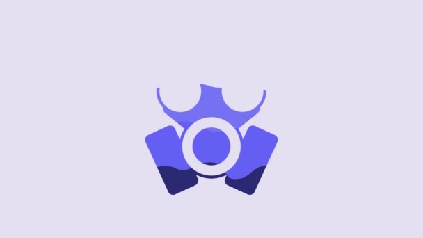 Niebieska Ikona Maski Gazowej Izolowana Fioletowym Tle Znak Respiratora Animacja — Wideo stockowe