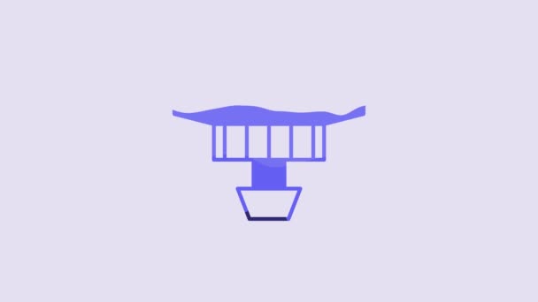 Blue Smoke Alarm System Icon Isolated Purple Background Smoke Detector — ストック動画