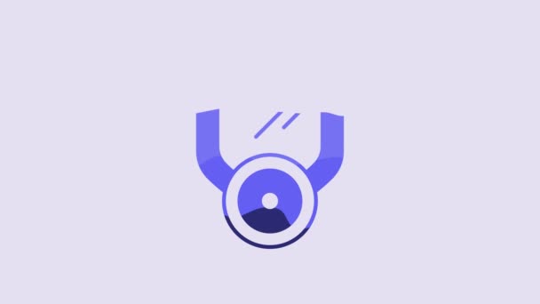 Icono Máscara Gas Azul Aislado Sobre Fondo Púrpura Signo Respiratorio — Vídeo de stock