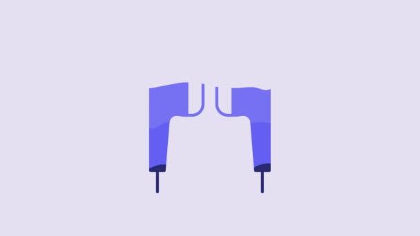 Blue Air Headphones Icon Icon Isolated Purple Background Holder Wireless — 비디오
