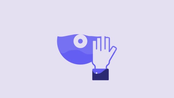 Blue Играет Иконку Музыки Изолированы Фиолетовом Фоне Видеографическая Анимация — стоковое видео