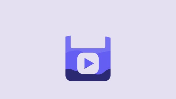 Icona Del Lettore Musicale Blu Isolato Sfondo Viola Dispositivo Musicale — Video Stock
