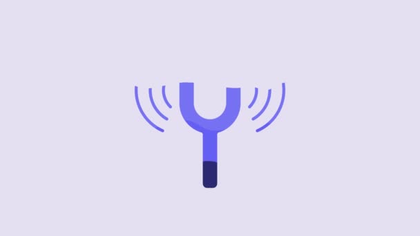 Blue Musical Tuning Fork Tuning Musical Instruments Icon Isolated Purple — ストック動画