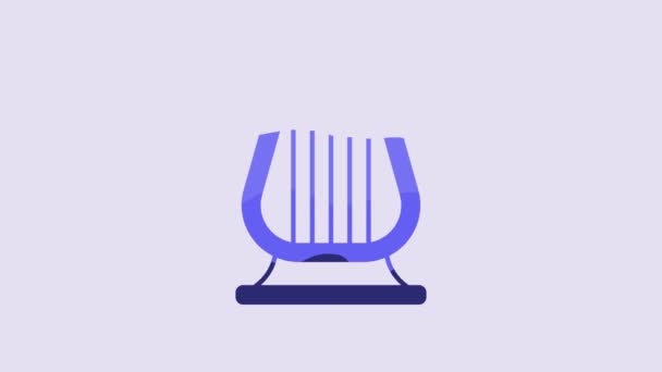 Blue Ancient Greek Lyre Icon Isolated Purple Background Classical Music — Video
