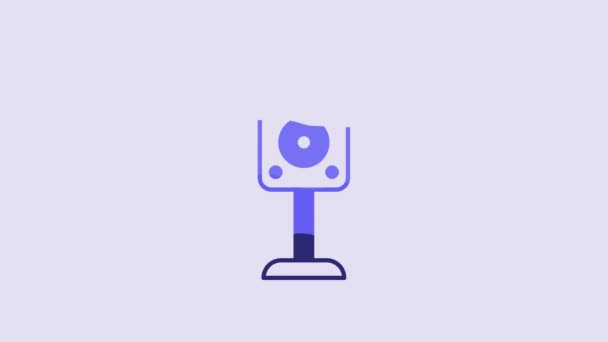 Голубая Иконка Динамика Stereo Выделена Фиолетовом Фоне Звуковые Динамики Музыкальный — стоковое видео