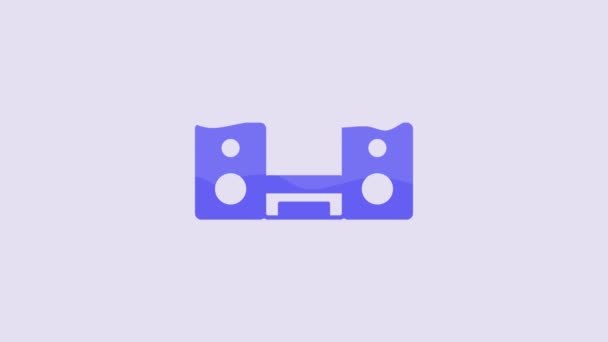 Стереосистема Blue Home Двома Динаміками Ізольована Фіолетовому Фоні Музична Система — стокове відео