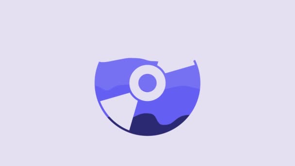 Blue Vinyl Disk Icon Isolated Purple Background Video Motion Graphic — ストック動画