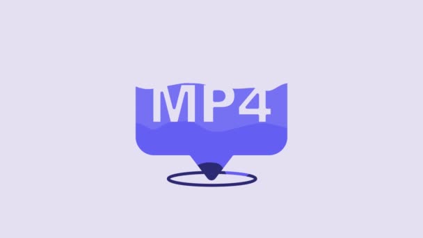 ブルーMp4ファイルドキュメント 紫色の背景に分離されたMp4ボタンアイコンをダウンロードします Mp4ファイルのシンボル 4Kビデオモーショングラフィックアニメーション — ストック動画
