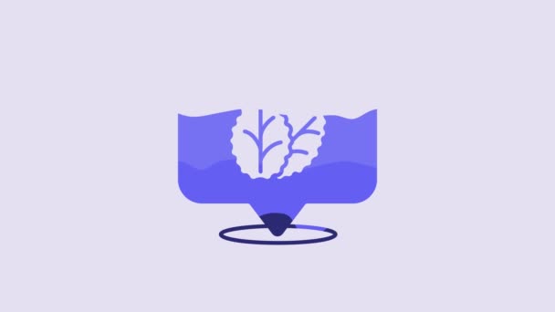 Иконка Листьев Синего Табака Выделена Фиолетовом Фоне Табак Листья Видеографическая — стоковое видео