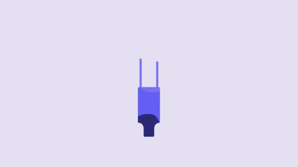 Blue Cigarette Icon Isolated Purple Background Tobacco Sign Smoking Symbol — Vídeos de Stock